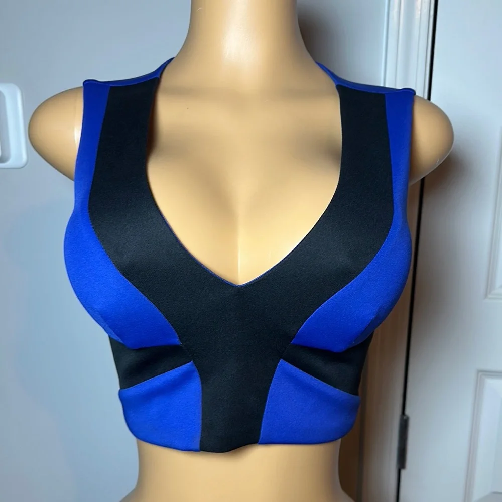 Bebe Blue and Black and Blue Crop Top